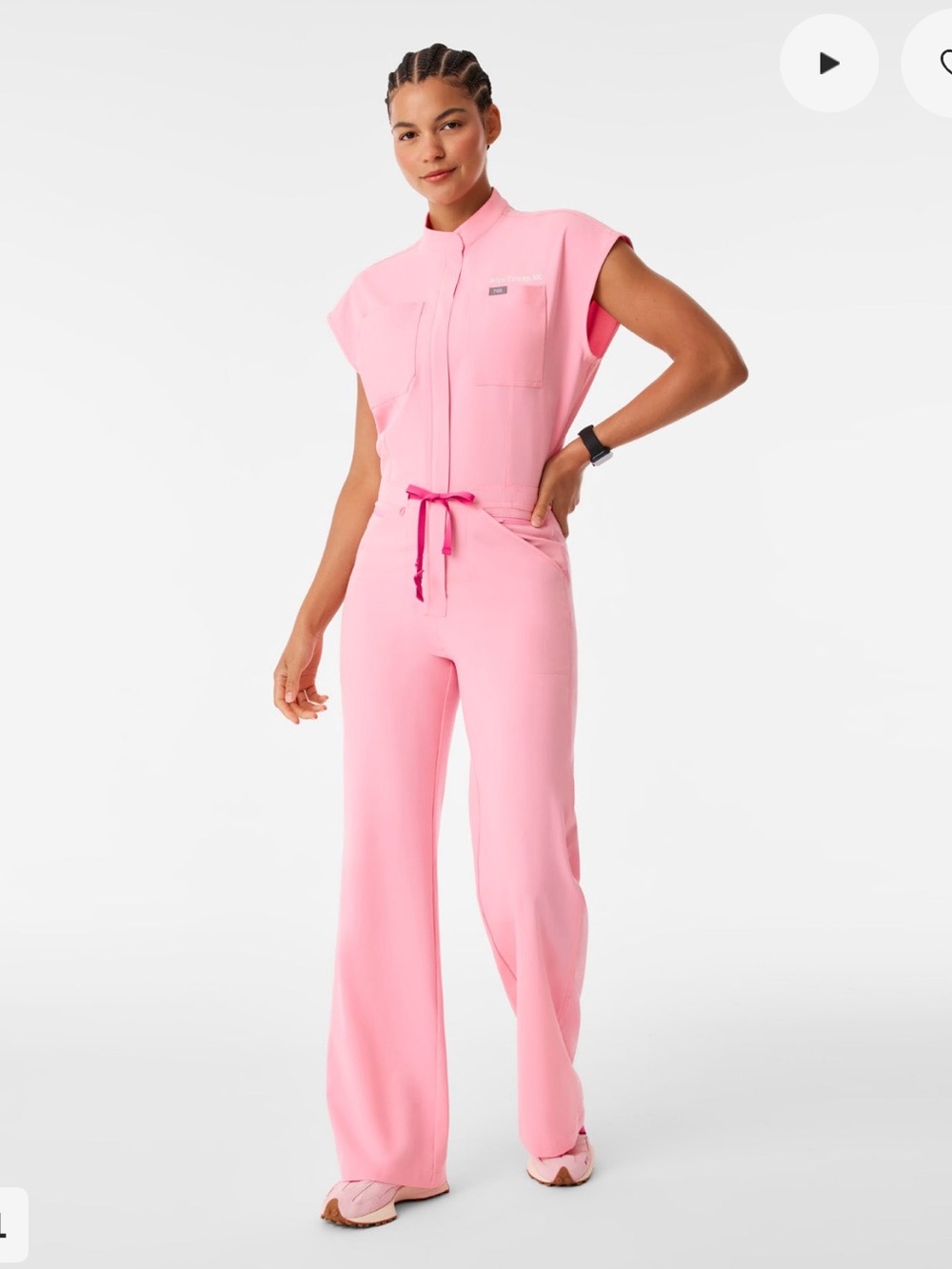 NWT FIGS Fight Club Pink Rafaela Wide-Leg Jumpsuit